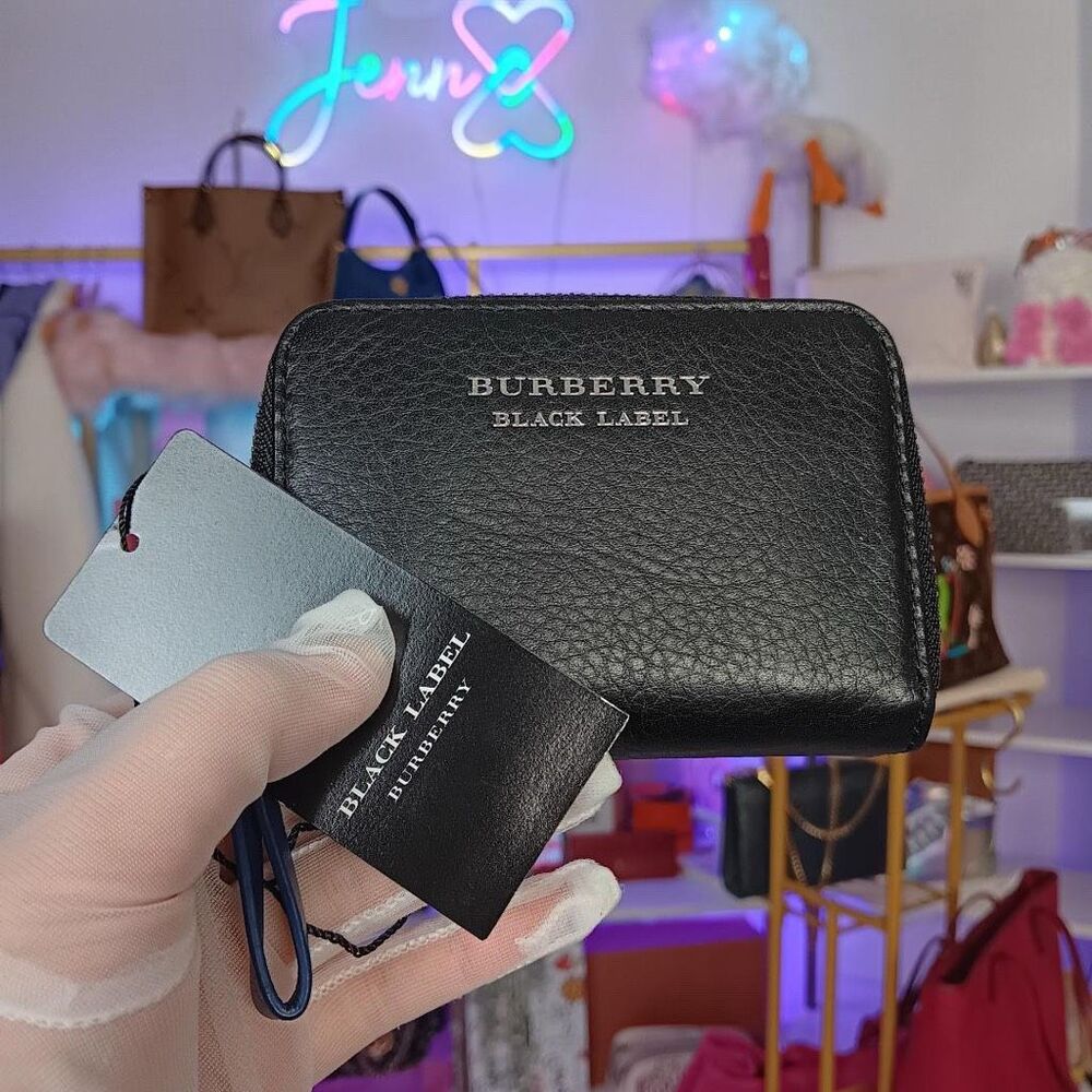 New unused Burberry Blue Label Black Blue Leather Compact Key Case + Wallet